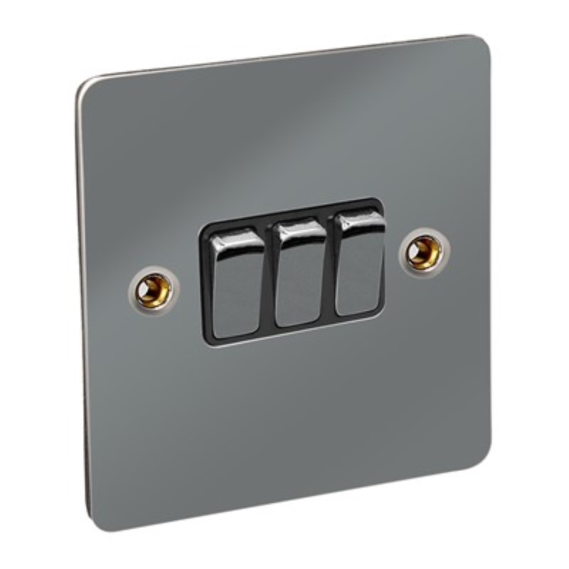 Flat Plate 10Amp 3 Gang 2 Way Switch *Black Nickel ** - Click Image to Close